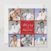 Merry en gehuwd 8 Foto Collage Modern Wedding Feestdagenkaart (Voorkant)