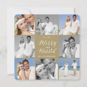 Merry en gehuwd 8 Foto Collage Modern Wedding Feestdagenkaart (Voorkant)