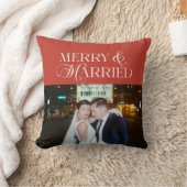 Merry en getrouwd Foto eerste kerst van pasgetrouw Kussen (Deken)