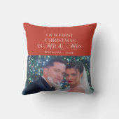 Merry en getrouwd Foto eerste kerst van pasgetrouw Kussen (Achterkant)