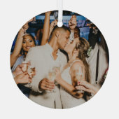 Merry en getrouwd | Kerstfoto Newleyweds Glas Ornament (Achterkant)