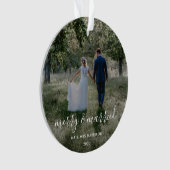 Merry en getrouwd | Kerstfoto Newleyweds Ornament (voorkant)