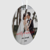 Merry en getrouwd | Kerstfoto Newleyweds Ornament (voorkant)