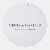 Merry en getrouwd | Passen getrouwd Eerste Kerstmi Ornament Kaart (Achterkant)
