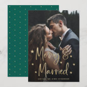 Merry en getrouwd | Schrijfsterren en foto's Feestdagenkaart (Voorkant / Achterkant)