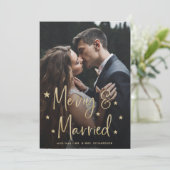 Merry en getrouwd | Schrijfsterren en foto's Feestdagenkaart (Staand voorkant)