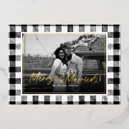 Merry en getrouwde Pas getrouwd Plaid Christmas Folie Feestdagenkaart
