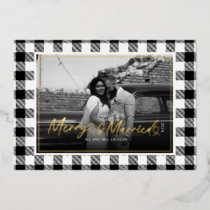 Merry en getrouwde Pas getrouwd Plaid Christmas Folie Feestdagenkaart