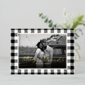 Merry en getrouwde Pas getrouwd Plaid Christmas Folie Feestdagenkaart (Staand Voorkant)