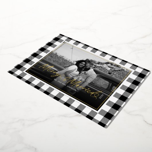 Merry en getrouwde Pas getrouwd Plaid Christmas Folie Feestdagenkaart (Gedraaid)