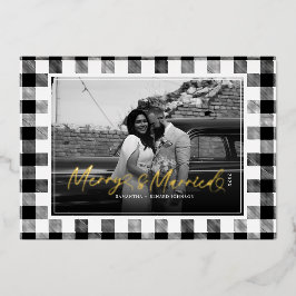 Merry en getrouwde Pas getrouwd Plaid Christmas Folie Feestdagenkaart