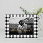 Merry en getrouwde Pas getrouwd Plaid Christmas Folie Feestdagenkaart (Staand Voorkant)