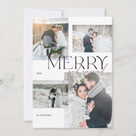 Merry en getrouwde Passen getrouwd 4 Foto Feestdagenkaart (Voorkant)