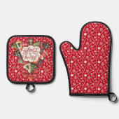 Merry en helder ovenwant & pannenlap set (Voorkant)