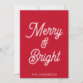 Merry en helder typografie script rode kerst feestdagenkaart (Voorkant)