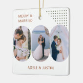 Merry en Married Rounded Lozenge foto's elke kleur Keramisch Ornament (Links)