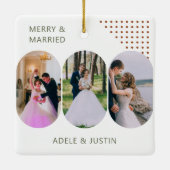 Merry en Married Rounded Lozenge foto's elke kleur Keramisch Ornament (Achterkant)