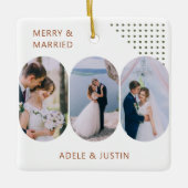 Merry en Married Rounded Lozenge foto's elke kleur Keramisch Ornament (Voorkant)