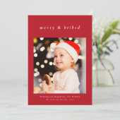 Merry en omgekocht grappige feestfoto-kaart feestdagenkaart (Staand voorkant)