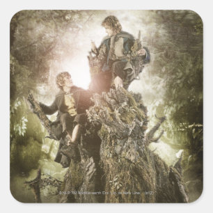 Merry en Peregrin op Treebeard Vierkante Sticker