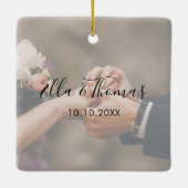 Merry en trouwden de heer Mrs. 2 Foto Signature Sc Keramisch Ornament (Achterkant)