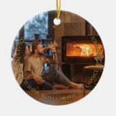 Merry & Engaged 2 Foto Verloving Aankondiging Keramisch Ornament (Voorkant)