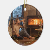 Merry & Engaged 2 Foto Verloving Aankondiging Keramisch Ornament (Links)