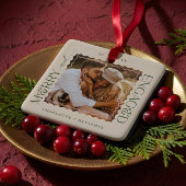 Merry & Engaged Modern Minimal Wavy Photo Keepsake Keramisch Ornament