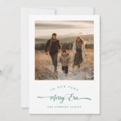 Merry Era Grappige Single Foto Groene Kerstmis Feestdagenkaart (Voorkant)