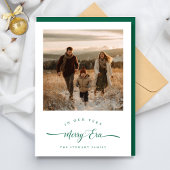 Merry Era Grappige Single Foto Groene Kerstmis Feestdagenkaart