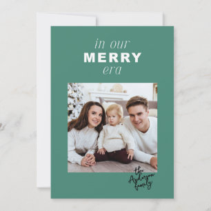 Merry Era Helder Grappig Een Foto Groene Kerstmis Feestdagenkaart