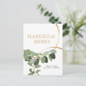 Merry Eucalyptus Wreator Pas getrouwd Kerstmis bed Briefkaart (Staand voorkant)