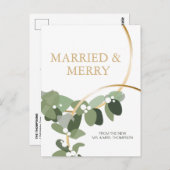 Merry Eucalyptus Wreator Pas getrouwd Kerstmis bed Briefkaart (Voorkant / Achterkant)