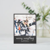 Merry Everything Chalkboard Script Vakantiefoto Feestdagenkaart (Staand voorkant)