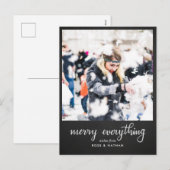 Merry Everything Chalkboard Script Vakantiefoto Feestdagenkaart (Voorkant / Achterkant)