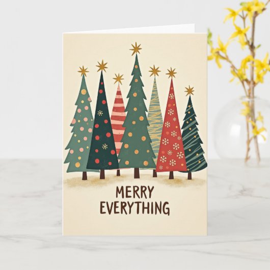 Merry Everything Christmas Trees Card Kaart (Gele Bloem)