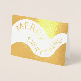 Merry Everything Curved Typography Holiday Gold Folie Kaarten