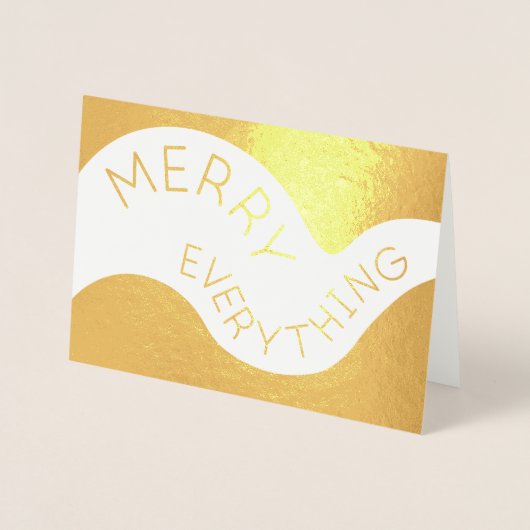 Merry Everything Curved Typography Holiday Gold Folie Kaarten (Voorkant)