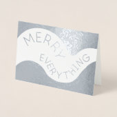 Merry Everything Curved Typography Holiday Silver Folie Kaarten (Voorkant)
