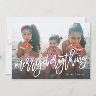Merry Everything Fotokaart Awesome White Schrift Feestdagenkaart