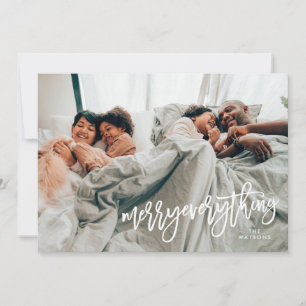 Merry Everything Fotokaart in Witte Scriptletterty Feestdagenkaart