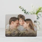 Merry Everything Goud Glitter Script Klassieke Fot Feestdagenkaart (Staand voorkant)