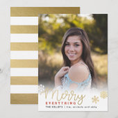 Merry Everything Gouden Verticale Foto Vakantiewen Feestdagenkaart (Voorkant / Achterkant)