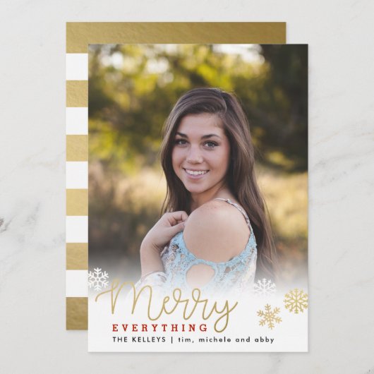 Merry Everything Gouden Verticale Foto Vakantiewen Feestdagenkaart (Voorkant / Achterkant)