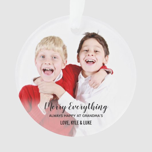 Merry Everything Grandma Happy Photo Grandouders Ornament (voorkant)