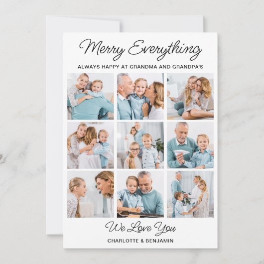 Merry Everything Grootouders 9 Afbeelding Kerst Feestdagenkaart (Voorkant)