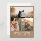 Merry Everything Handgeschreven | Kraftpapier Foto Feestdagenkaart (Voorkant / Achterkant)