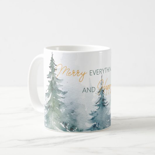 Merry Everything Happy Always Trees Personalized Koffiemok (Voorkant links)