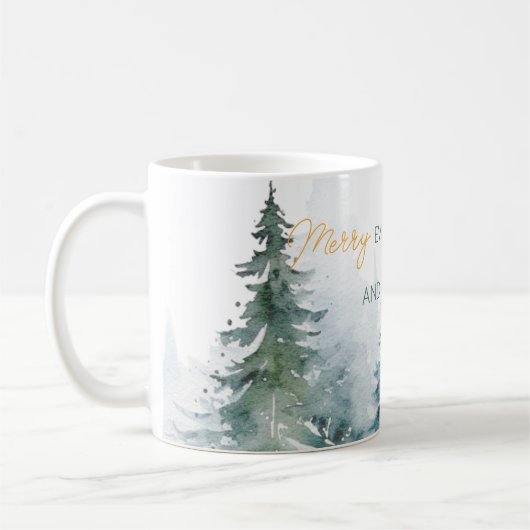 Merry Everything Happy Always Trees Personalized Koffiemok (Links)