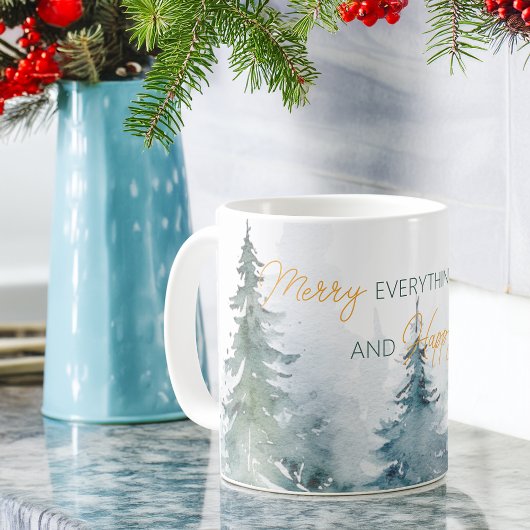 Merry Everything Happy Always Trees Personalized Koffiemok